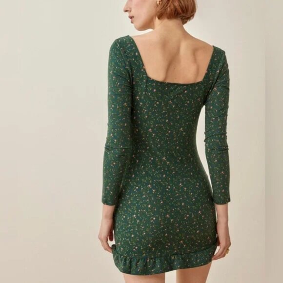 Reformation | Anjeline Floral‎ Mini Dress in Coriander Green Size XSmall - Picture 3 of 7